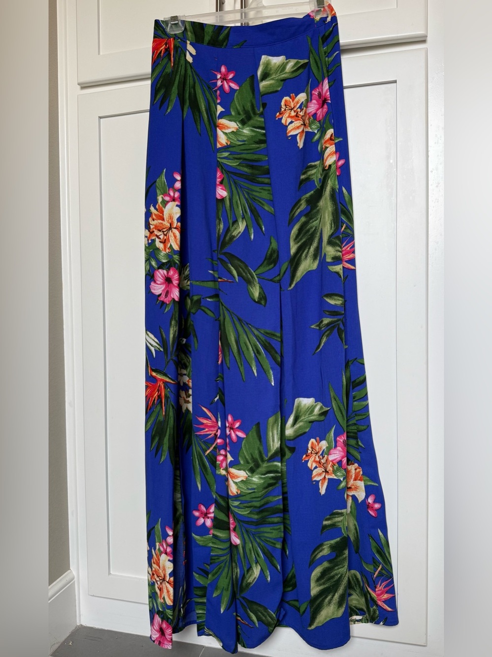Tropical Wide-leg Pants with front Slits